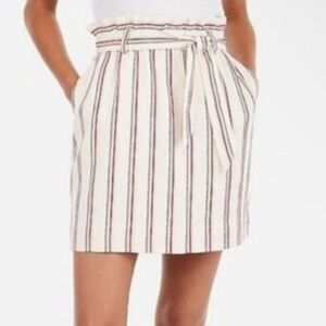 EXPRESS | NEW Striped Cream Paper Bag Waist Belted Skirt Women’s Size Small